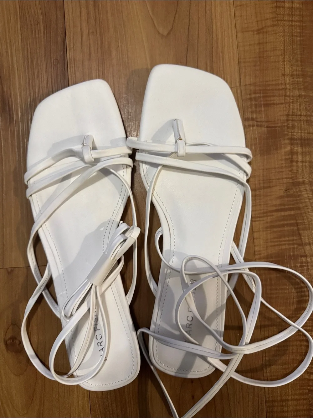 White Strappy Lace-Up Sandals